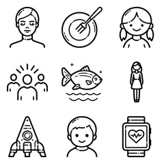 Essential Flat Icon Set Isolated On White Background