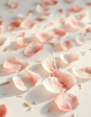 dry petals on the white, 8k  photorealism. with white shades