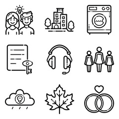 Essential Flat Icon Set Isolated On White Background