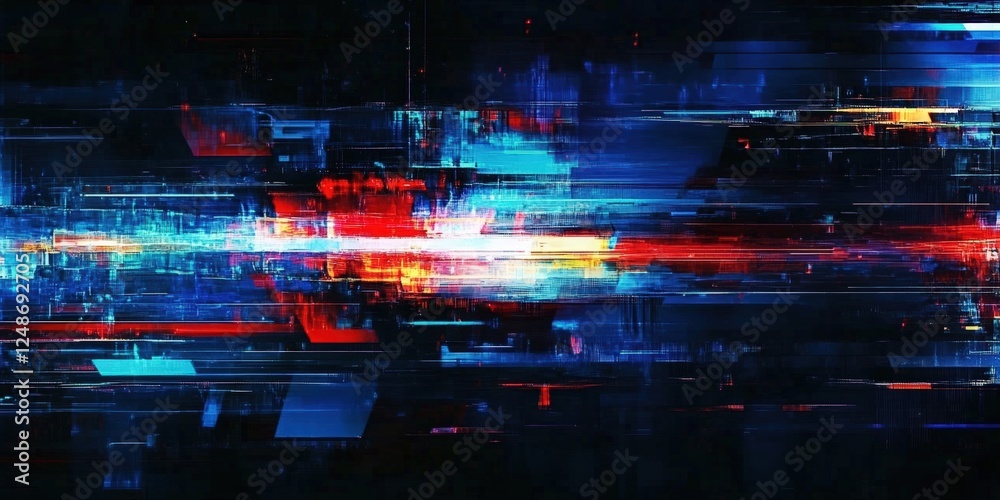 Poster abstract digital glitch background with colorful lines and vibrant patterns for creative design and 