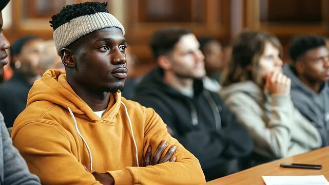 Migrants Advocating for Housing Conditions at Town Hall Meeting