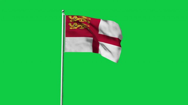 High detailed flag of Sark. National Sark flag. 3D Render.