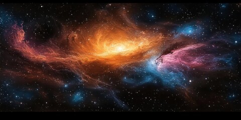 Cosmic Nebula in Deep Space with Bright Stars and Ethereal Light Abstract Expressionism