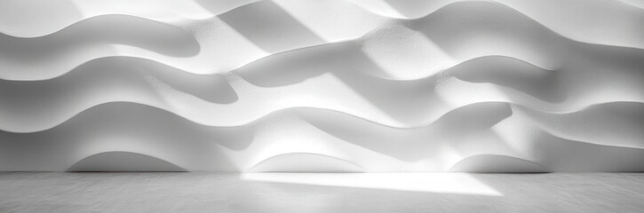 Obraz premium Minimalist Wavy White Wall Detail Modern Architecture