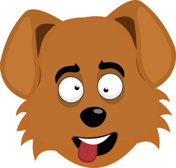 vector illustration emoji character face dog cartoon, making crazy and funny expression, with squinty eyes and tongue sticking out
