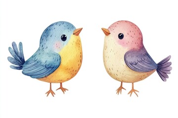 Naklejka premium Two birds stand side by side, likely in a social or mating context