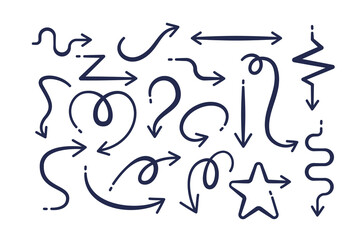 Hand drawn arrows pen simple black color