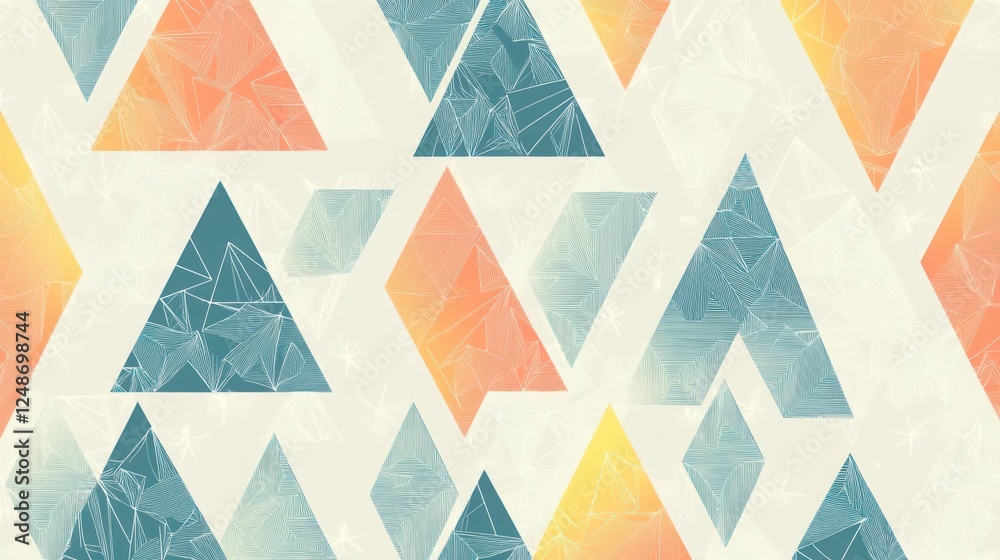 Aufkleber colorful geometric pattern with triangles and diamonds in soft pastel shades for modern design proje