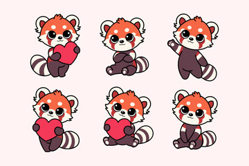 Cute Adorable Red Panda Illustration Clipart