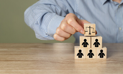 Compliance with employment laws and regulations, labor laws concept. Laws aim to protect workers from discrimination, harassment, unsafe working conditions and unfair treatment. stock photo