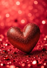 Obraz premium Romantic Red Glitter Heart on Sparkling Background