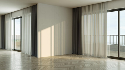 Obraz premium Large luxury modern bright interiors Living room mockup illustration 3D rendering image