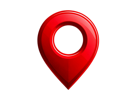 Red logo position, symbol placement on white transparent PNG background, clean, clear, distinct, central, minimalistic, sharp, modern, bold, balanced, seamless, professional, elegant, simple, iconic, 