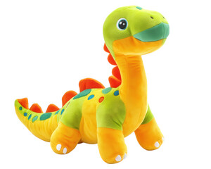 Naklejka premium plush dinosaur toy in vibrant colors, featuring friendly expression and soft texture, perfect for children and playtime