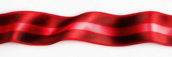 Fototapeta premium Vibrant Red Satin Ribbon High Resolution on White Surface