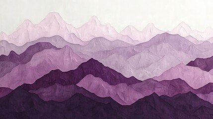Layered Mountain Landscape, Gradient Purple Hues, Minimalist Abstract Art, Indigo Violet Palette