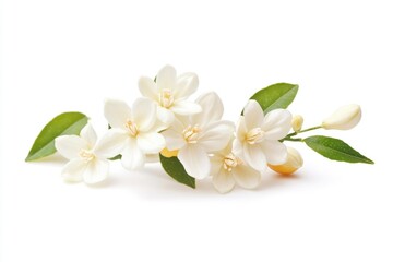 Obraz premium A close-up shot of a bunch of white flowers with green leaves