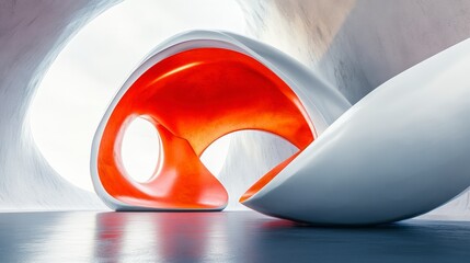 Abstract Architectural Design: Futuristic Interior Space with Dynamic Forms