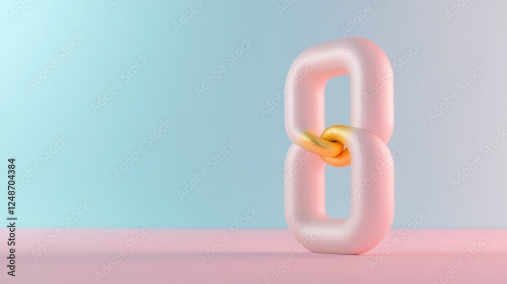 Poster Abstract Concept of Connection and Unity Represented by Interlinked Chain Links in Soft Pastel Colors