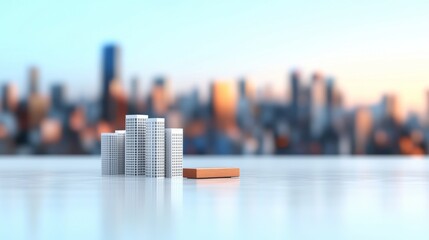 A miniature city with an air quality index indicator, showing PM levels and urban pollution.