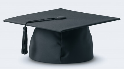 a black graduation cap with a tassel. 