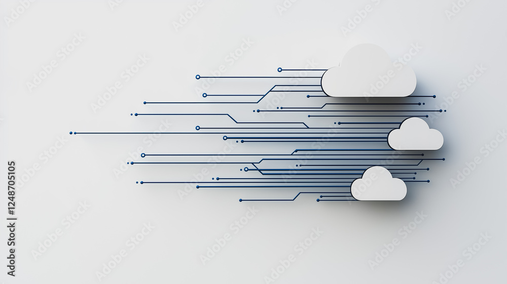 Poster cloud computing concept with circuit lines.