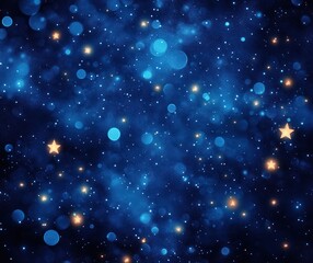 Fototapeta premium Dreamy Night Sky Soft Blue Background with Shimmering Stars Watercolor Bokeh Effect Ethereal Atmosphere