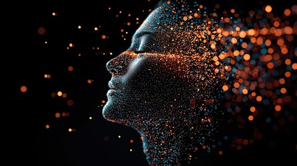 Holographic Emotions Surround Person
