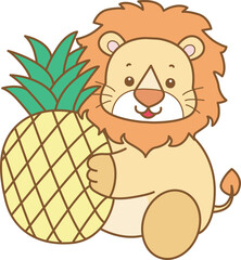 Cute Lion vector icon. Funny baby Lion animal series stock illustration. life of fluffy Lion designs.