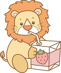 Cute Lion vector icon. Funny baby Lion animal series stock illustration. life of fluffy Lion designs.