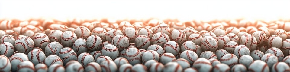 Panoramic View of Baseballs in a Vast Field with Natural Lighting