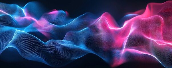 Obraz premium Abstract Pink and Blue Waves Flowing Dynamically Across the Screen in a Mesmerizing Digital Display