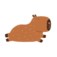 Cute Character Capybara Sleeping. Capibara Mascot Kawaii. Hand Drawn Flat Vector Illustration