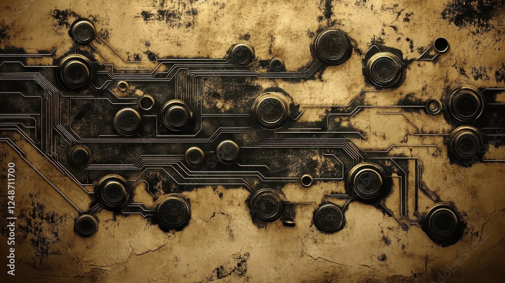 Poster grunge metallic circuit board texture background