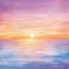  soft pastel sunset watercolor view