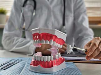 Dental equipment holding an extracted tooth concept