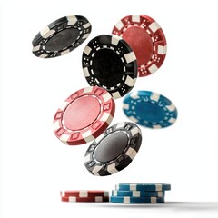 Vibrant Casino Chips Suspended in Mid Air Creating a Dynamic Gaming Atmosphere
