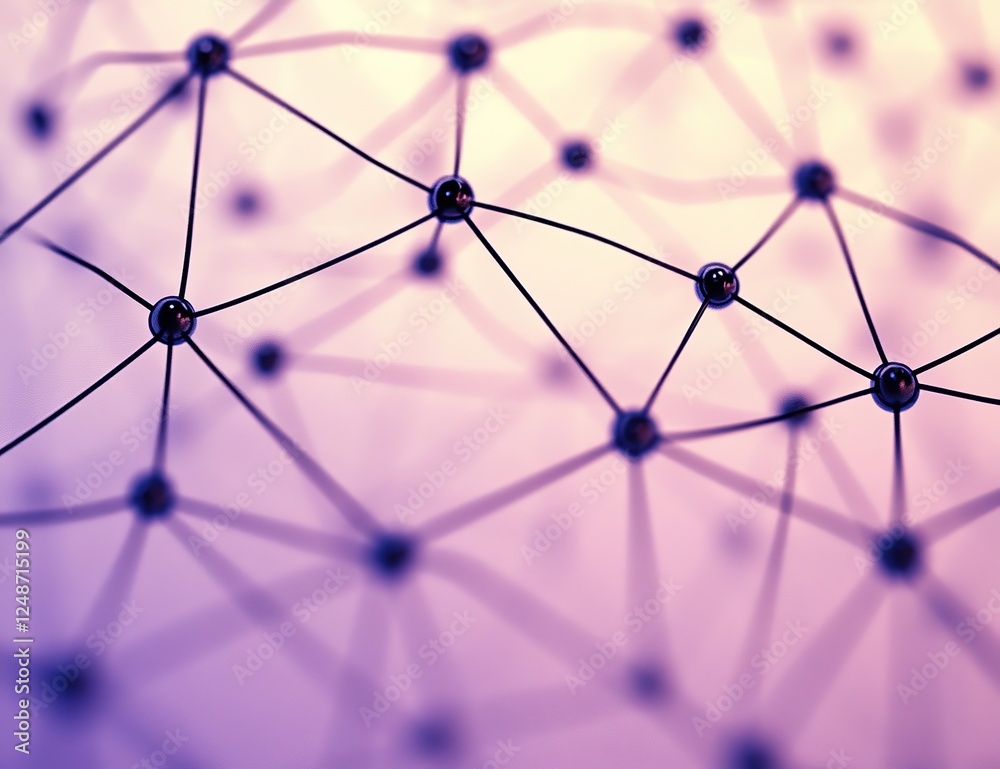 Poster exploring network structures: nodes and connections intertwined, visually representing complex syste