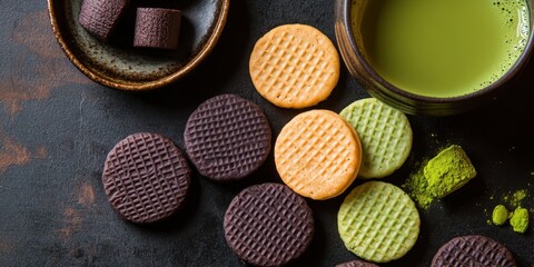 Delicious assortment of crispy Japanese monaka wafers filled with sweet delights and traditional flavors.