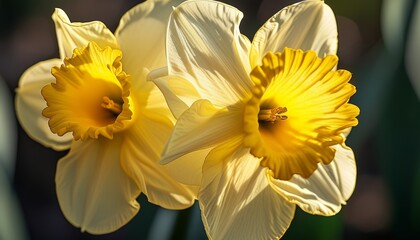Obraz premium Vibrant Yellow Daffodil Petal Close-up Shot