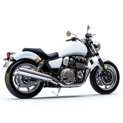 Fototapeta premium White Classic Cruiser Motorcycle: A Ride into Freedom and Adventure
