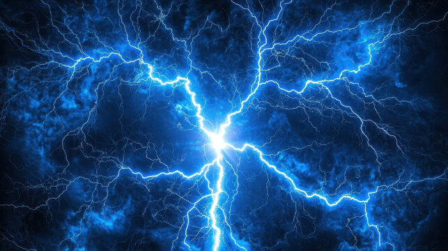 Lightning bolt strikes ferociously over a dark stormy sky creating a high-energy display of nature's power amidst turbulent clouds