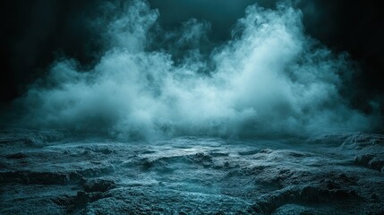 Obraz premium Dark, smoky, rocky landscape.
