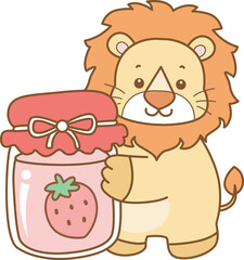 Cute Lion vector icon. Funny baby Lion animal series stock illustration. life of fluffy Lion designs.