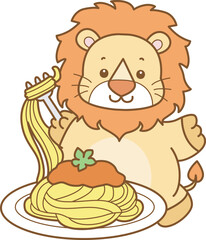 Cute Lion vector icon. Funny baby Lion animal series stock illustration. life of fluffy Lion designs.