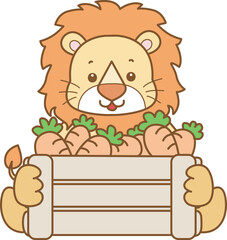 Cute Lion vector icon. Funny baby Lion animal series stock illustration. life of fluffy Lion designs.