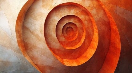 An abstract image shows a textured orange toned swirling spiral