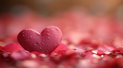 Fototapeta premium Dew-kissed heart on rose petals.