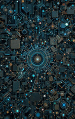 Fototapeta premium Abstract technology background. . Oil paint illustration.