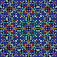 Naklejka premium Geometric pattern, flower bouquet and floral wreath, seamless pattern, mehndi doodle pattern.